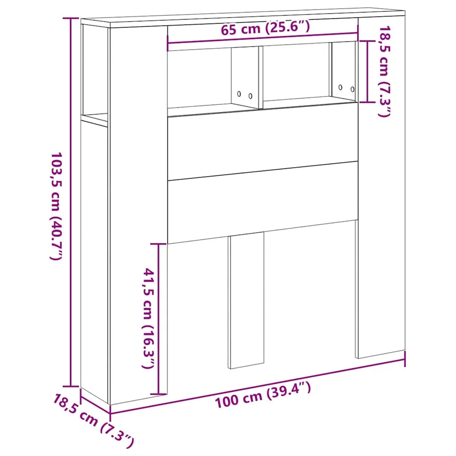 Tête de lit à LED vieux bois 100x18,5x103,5cm bois d'ingénierie - 14