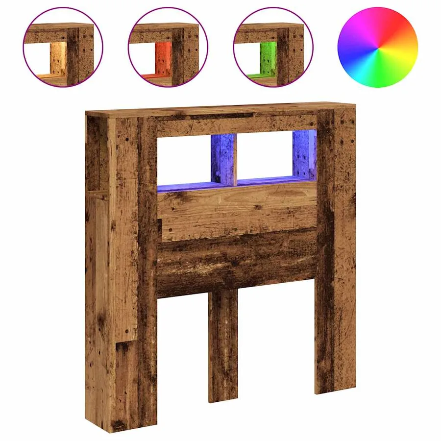 Tête de lit à LED vieux bois 100x18,5x103,5cm bois d'ingénierie - 2