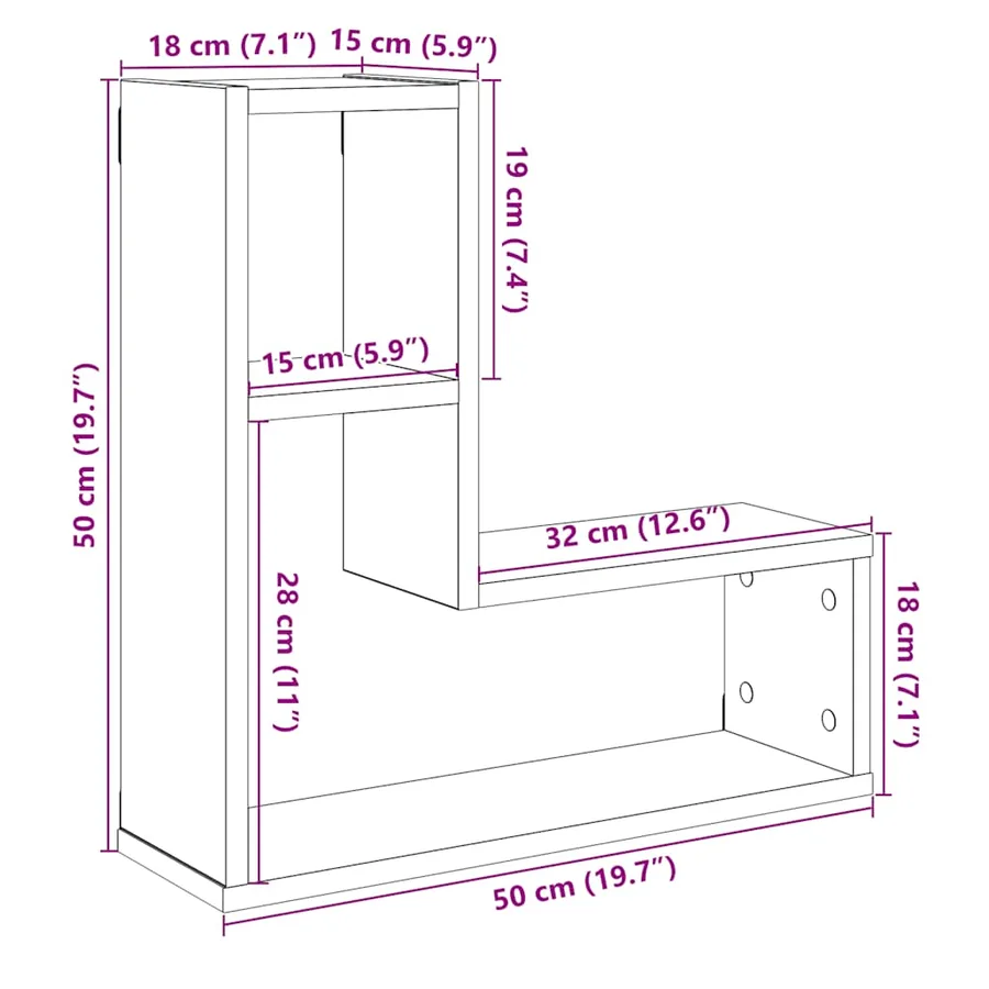 Étagères cube murales 2 pcs vieux bois 50x15x50 cm - 10