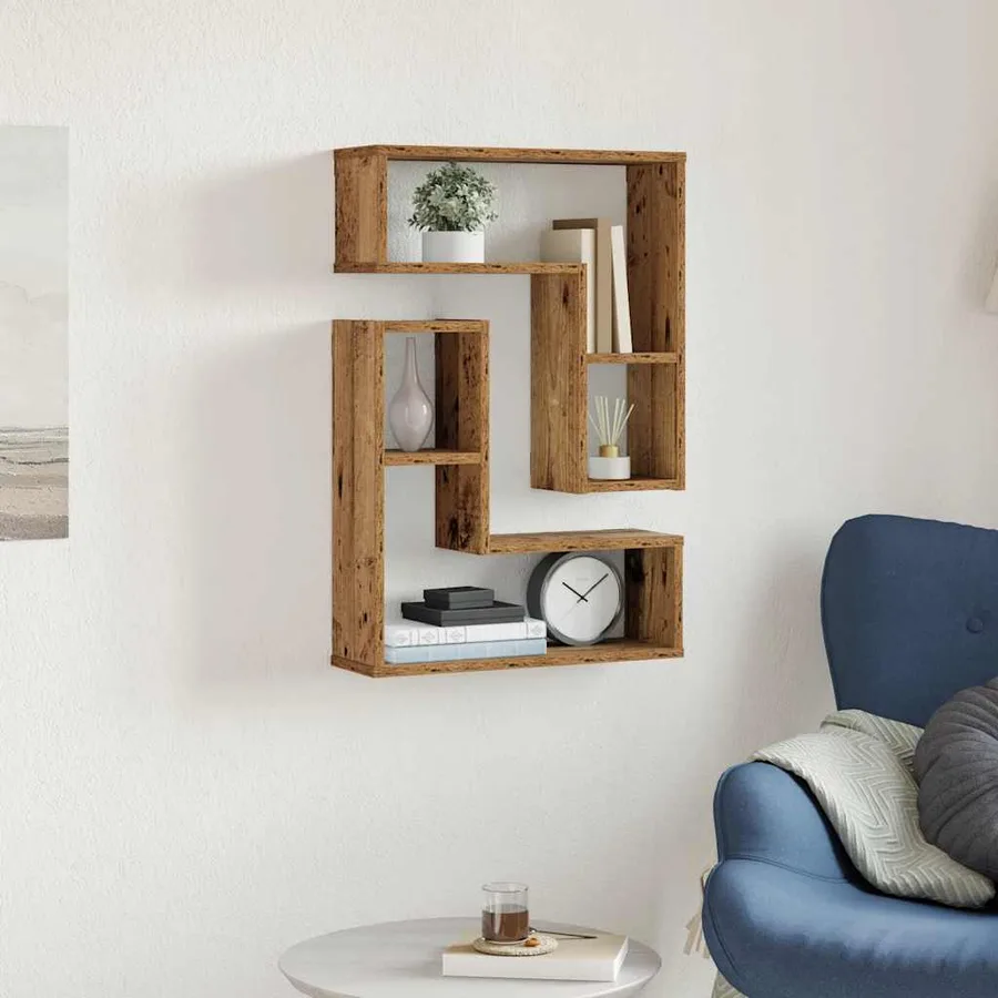 Étagères cube murales 2 pcs vieux bois 50x15x50 cm - 3