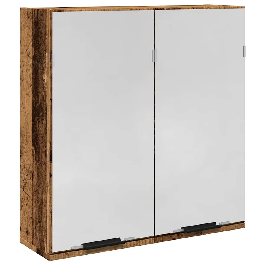 Armoire à miroir de salle de bain vieux bois 64x20x66,5 cm - 2