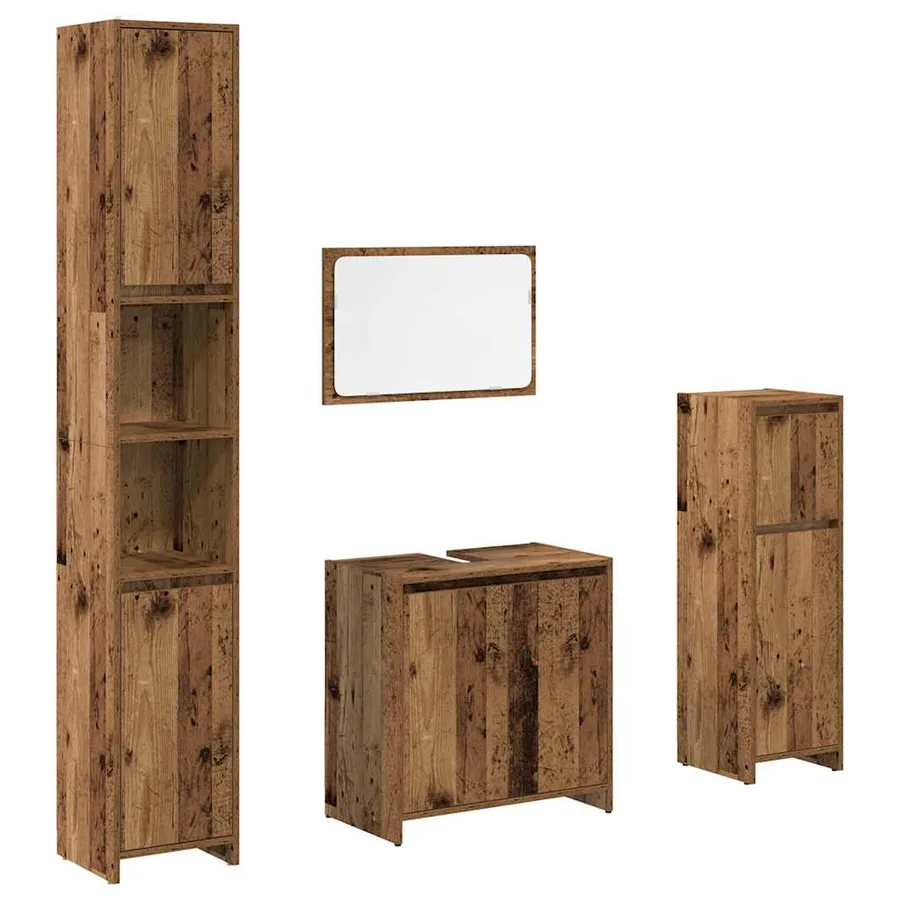 Ensemble de meubles salle de bain 4 pcs bois d'ingénierie - 2