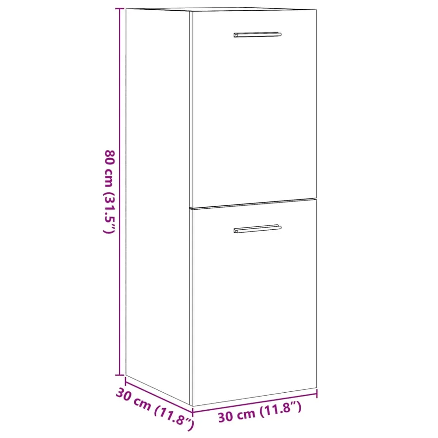 Armoire de salle de bain suspendue chêne artisanal 30x30x80 cm - 12