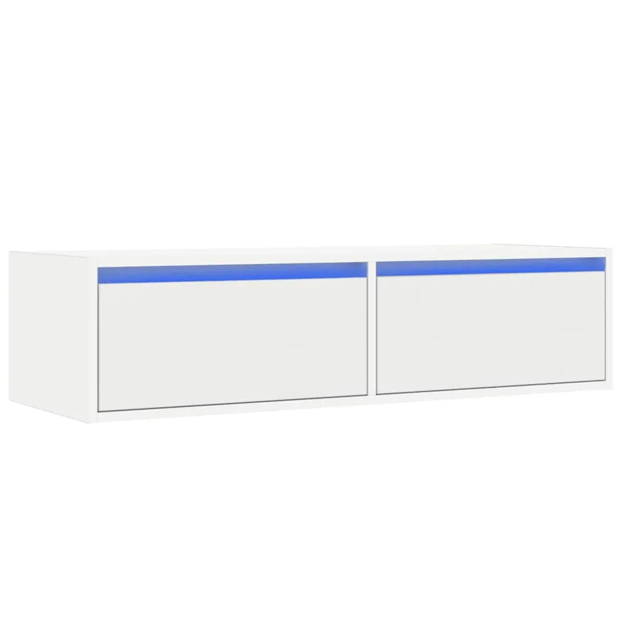 Meuble TV avec lumières LED blanc 100X35,5x25 cm - 3