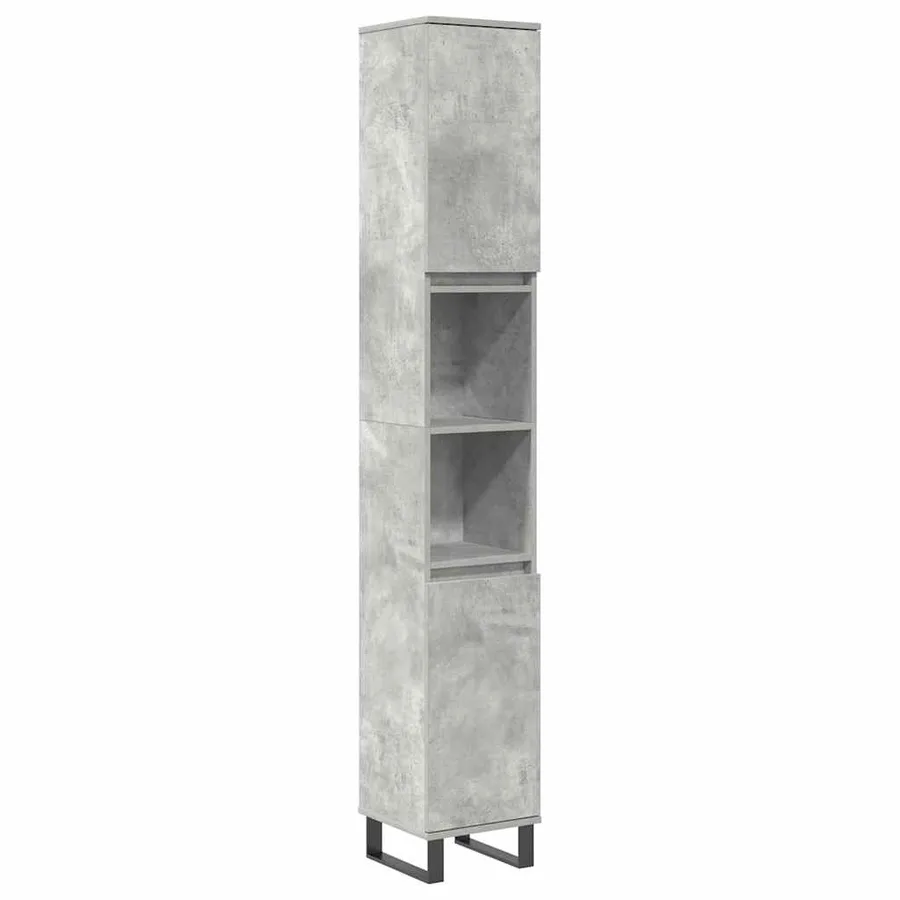 Ensemble de meubles de salle de bain 3 pcs gris béton - 4