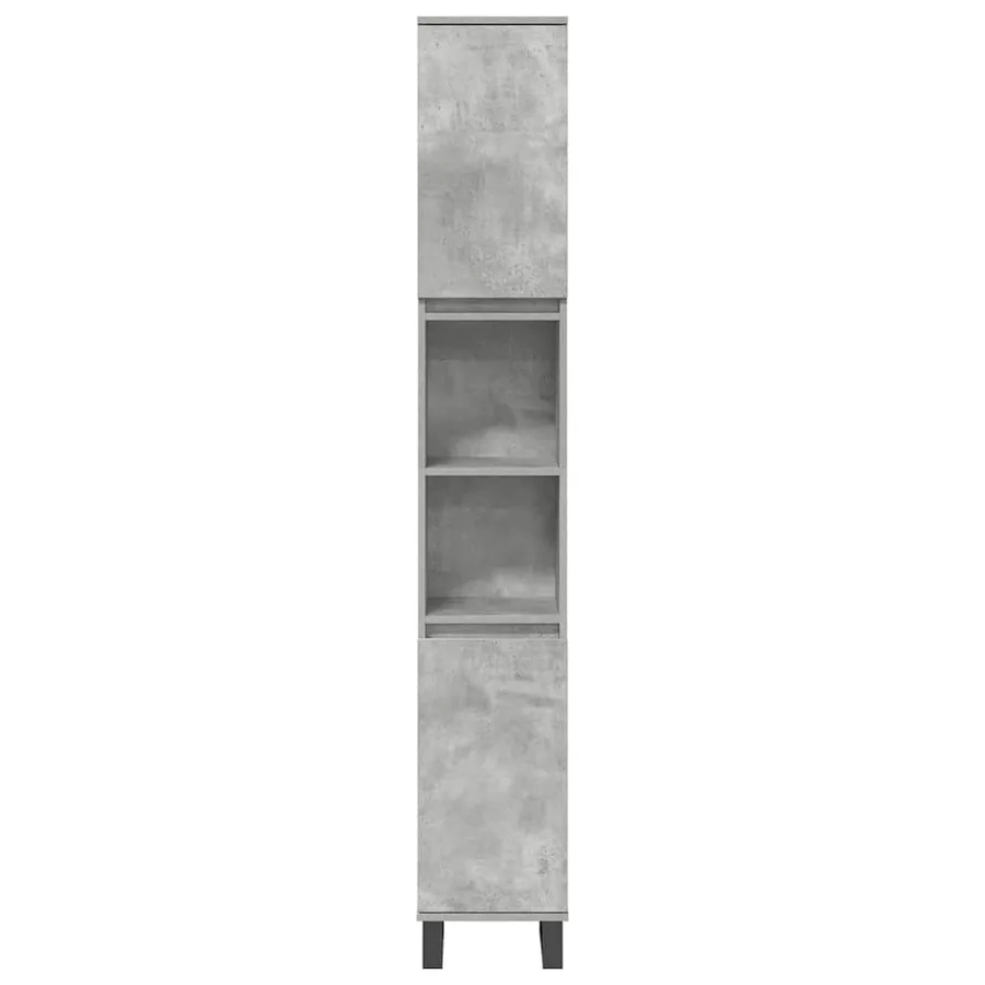 Ensemble de meubles de salle de bain 3 pcs gris béton - 5