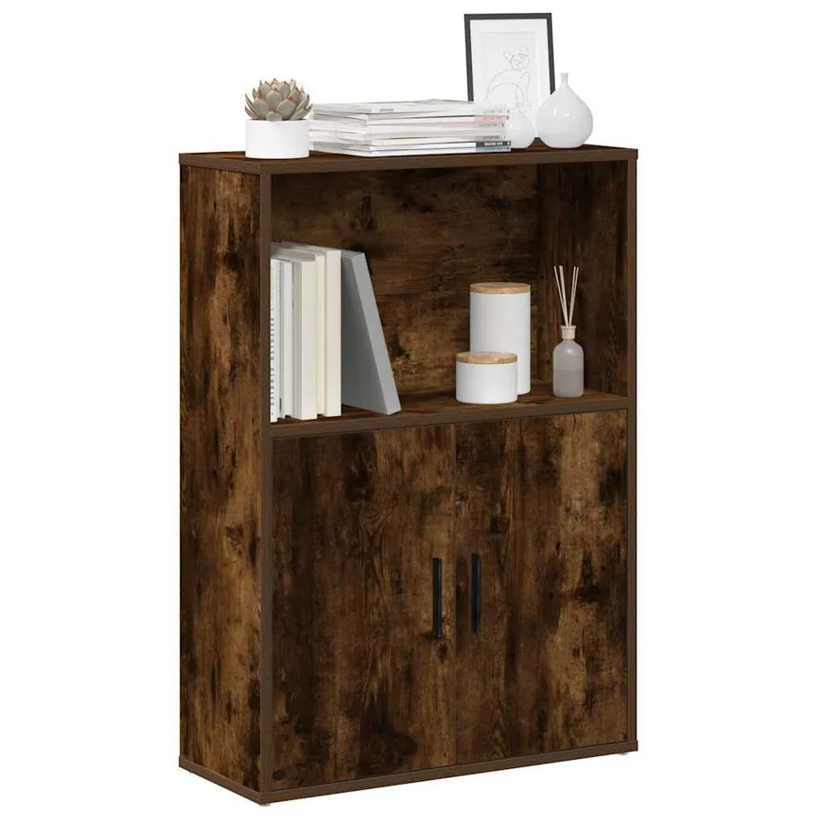 Bibliothèque chêne fumé 60x24x85 cm bois d'ingénierie