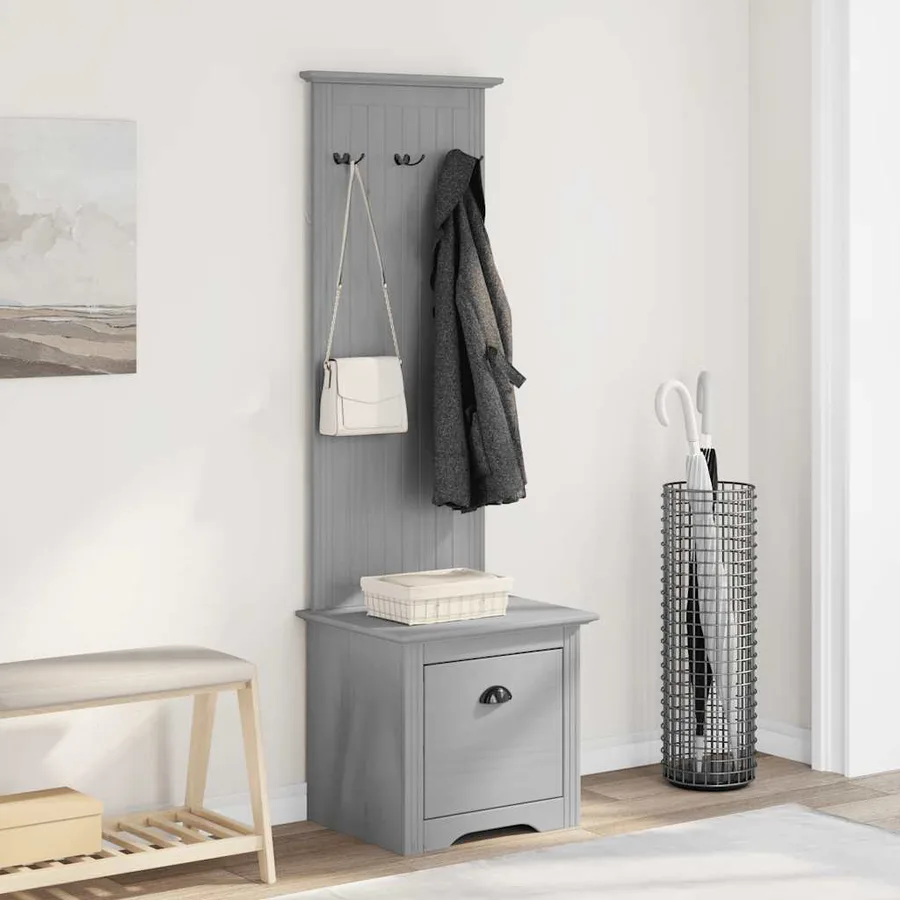 Armoire de couloir avec crochets BODO gris 50x40x157 cm - 3
