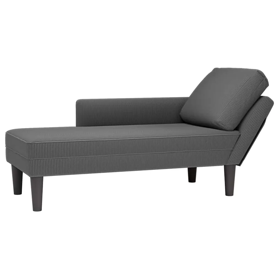 Chaise longue avec coussin gris foncé tissu en velours côtelé