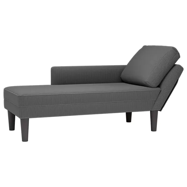 Chaise longue avec coussin gris foncé tissu en velours côtelé