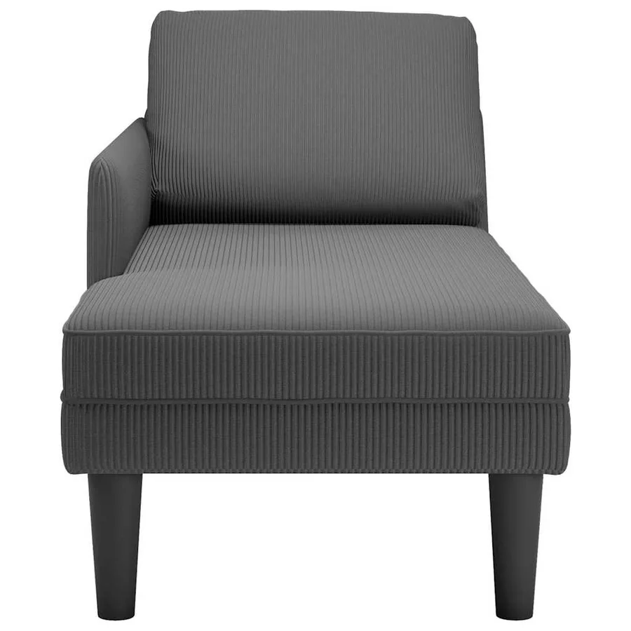 Chaise longue avec coussin gris foncé tissu en velours côtelé - 4