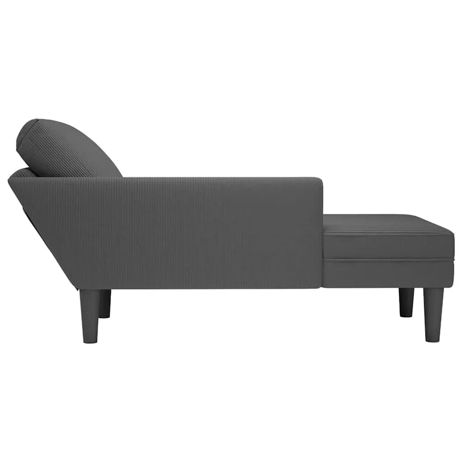 Chaise longue avec coussin gris foncé tissu en velours côtelé - 5