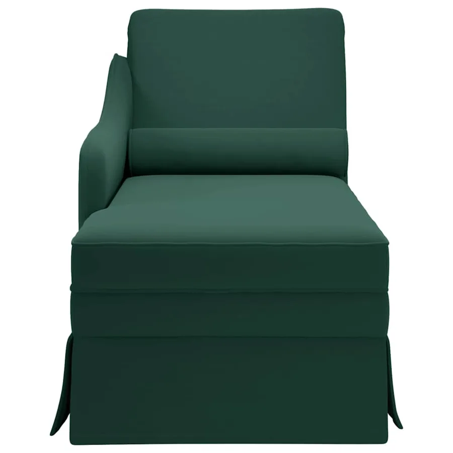 Fauteuil long et traversin accoudoir droit vert foncé velours - 4