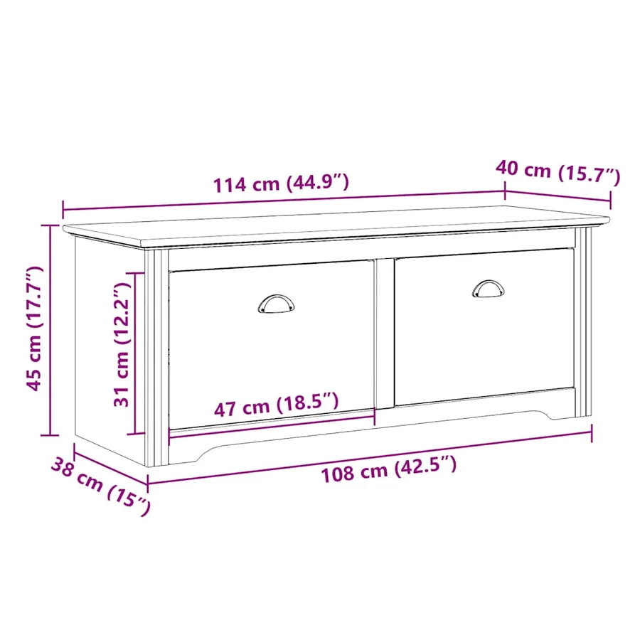 Banc de couloir BODO blanc 114x40x45 cm - 9