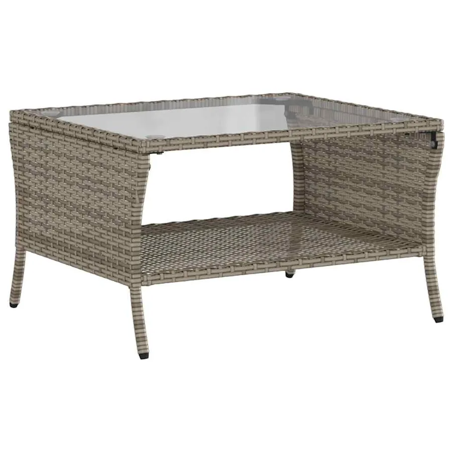 Canapé de jardin 2 places coussins et table gris résine tressée - 8