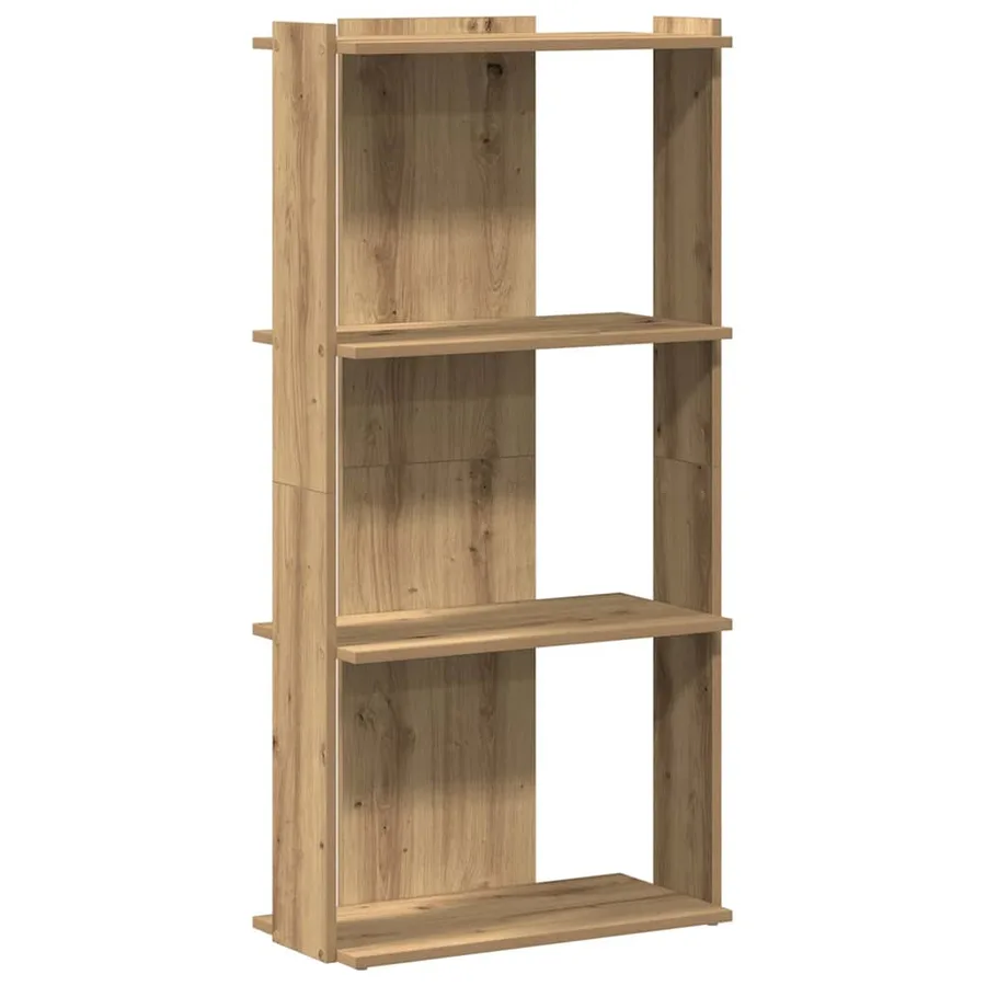 Bibliothèque à 3 niveaux chêne artisanal 60x30x120 cm - 2