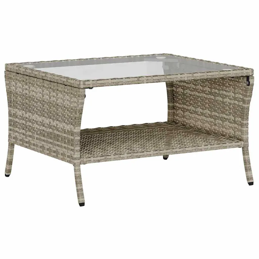 Canapé de jardin 2places coussins et table gris clair polyrotin - 7
