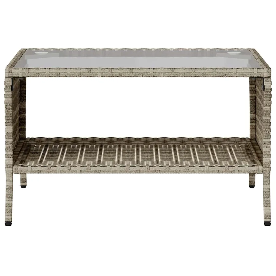 Canapé de jardin 2places coussins et table gris clair polyrotin - 8