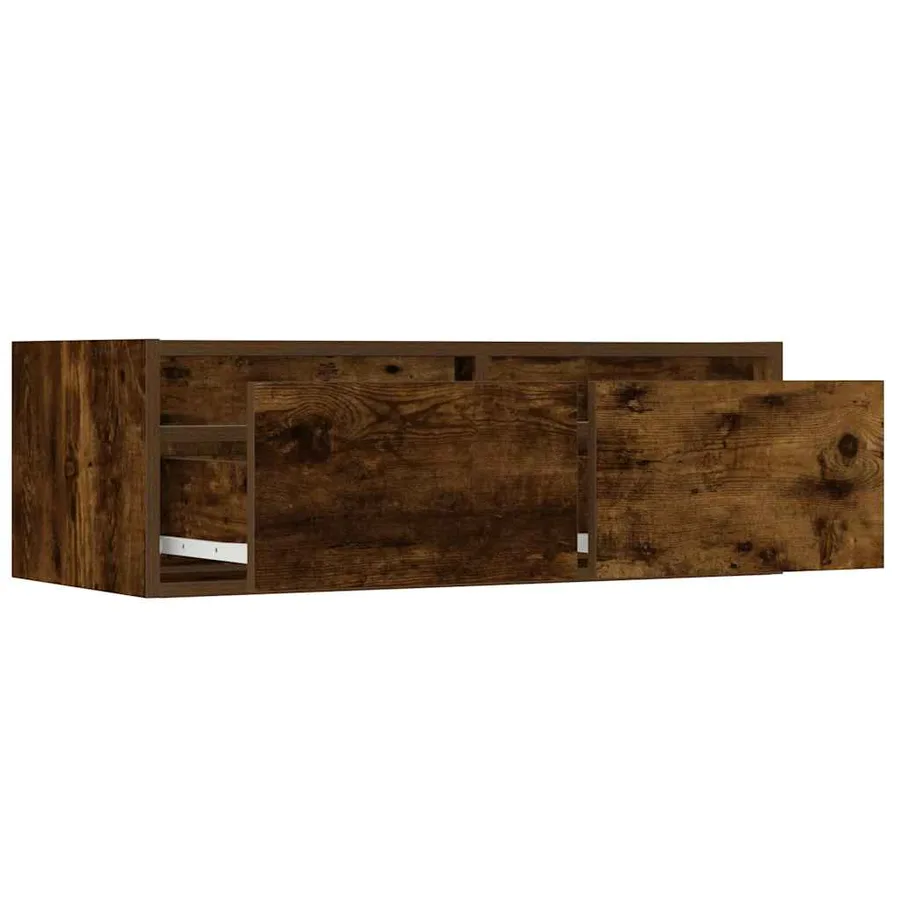 Meuble TV avec lumières LED chêne fumé 75x35,5x25 cm - 10