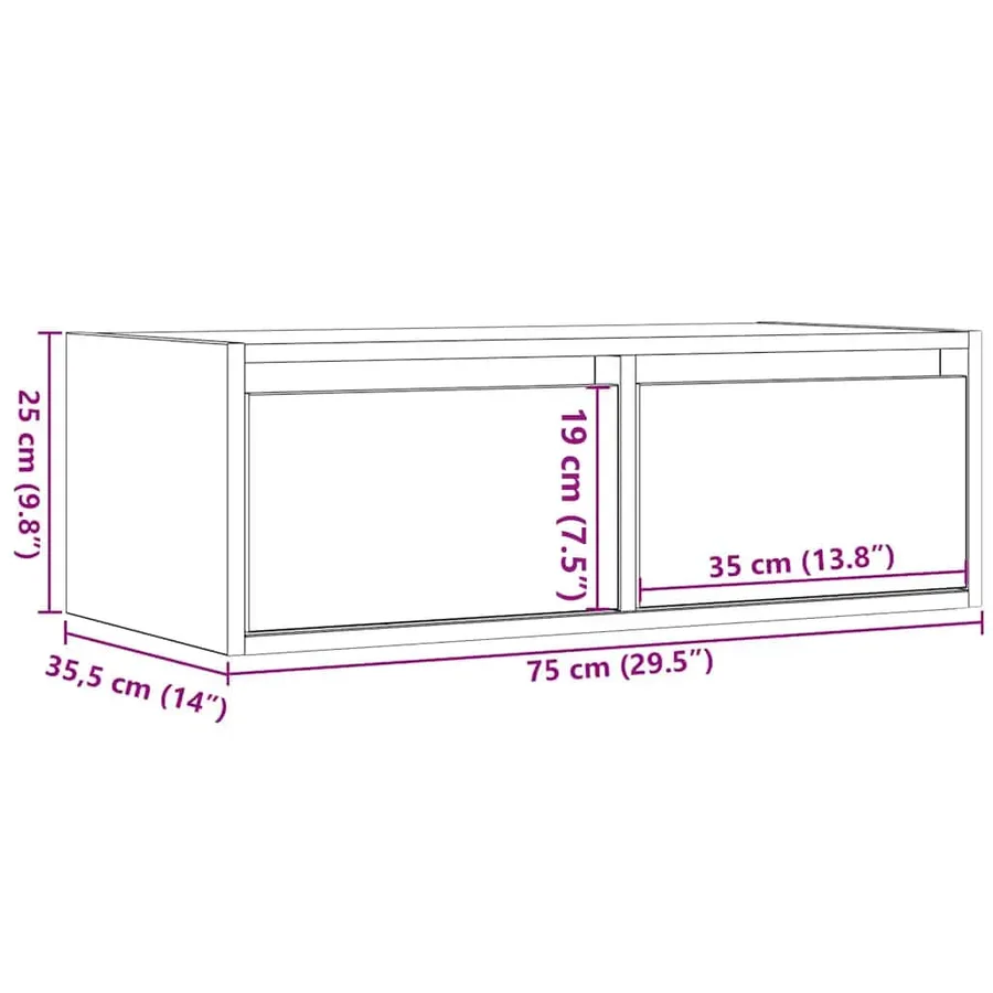 Meuble TV avec lumières LED chêne fumé 75x35,5x25 cm - 14