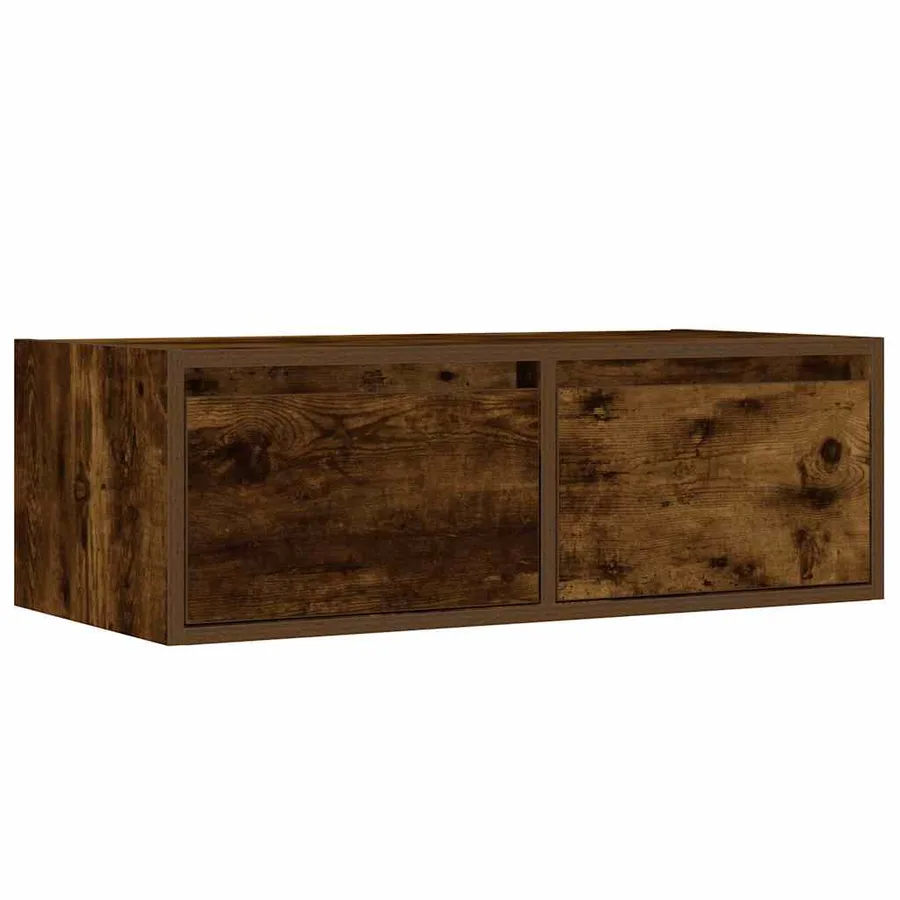 Meuble TV avec lumières LED chêne fumé 75x35,5x25 cm - 6