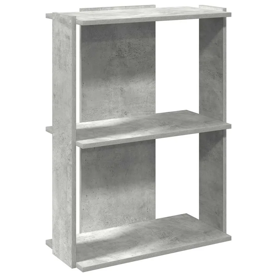 Bibliothèque à 3 niveaux gris béton 60x30x80 cm bois ingénierie - 2
