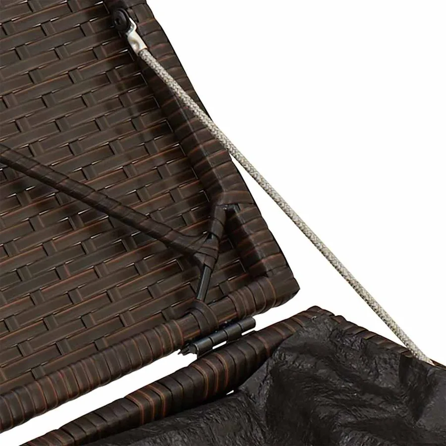 Tabourets jardin avec coussins lot de 2 marron résine tressée - 10