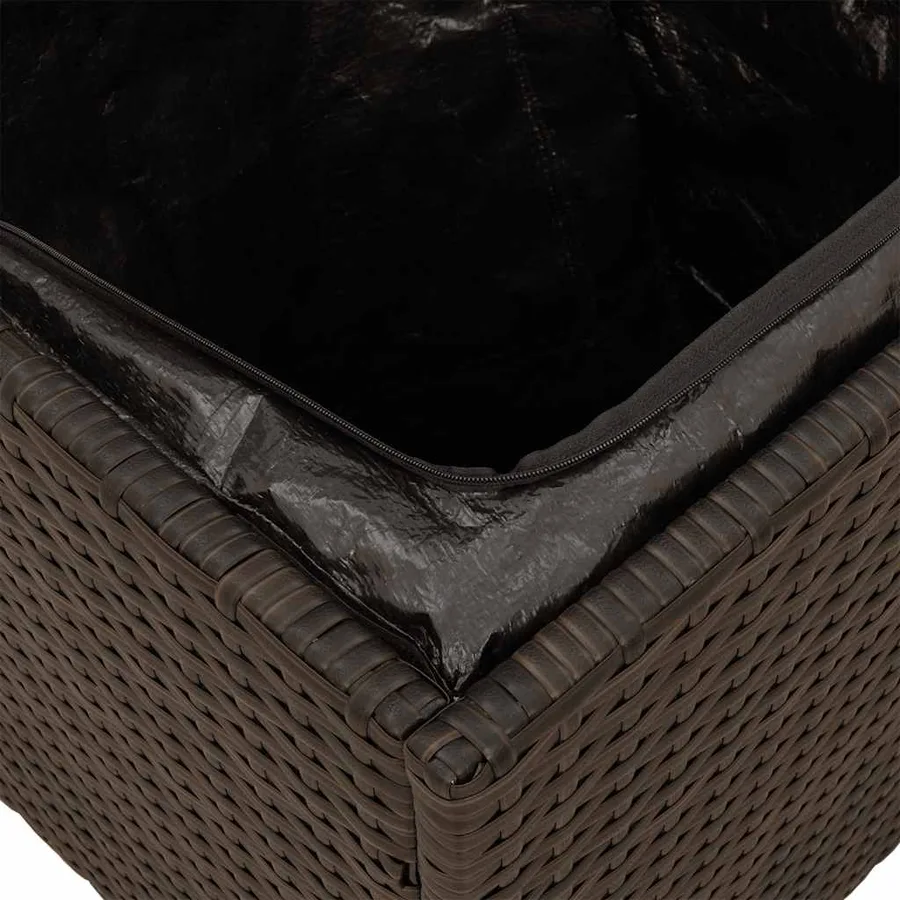 Tabourets jardin avec coussins lot de 2 marron résine tressée - 11