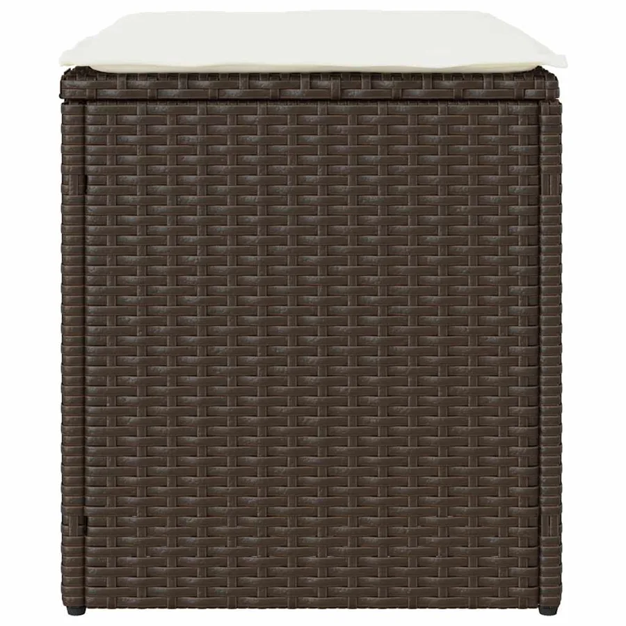 Tabourets jardin avec coussins lot de 2 marron résine tressée - 7