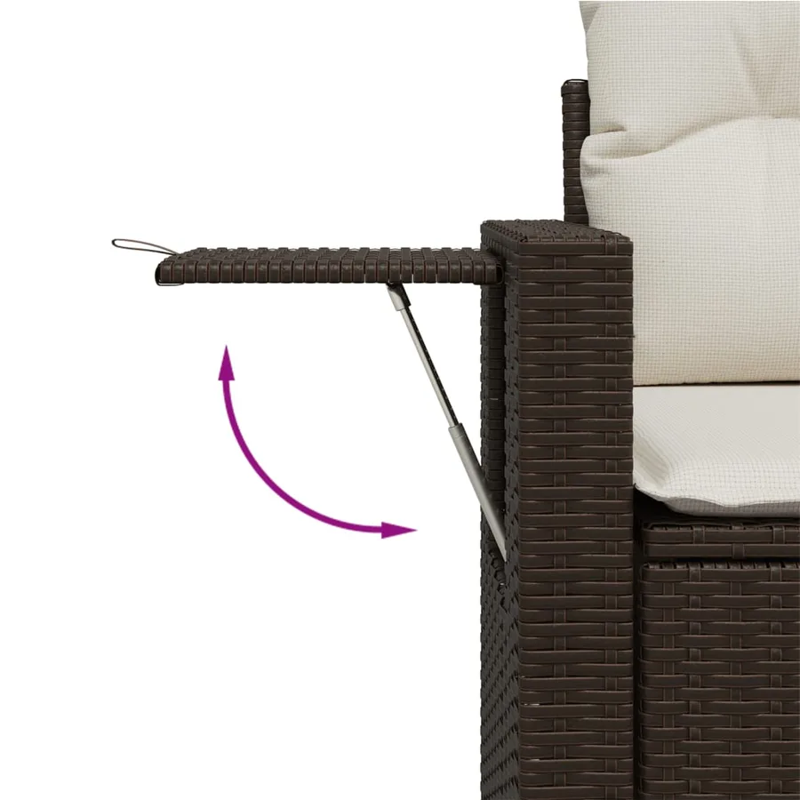 Salon de jardin 10 pcs avec coussins marron résine tressée - 4