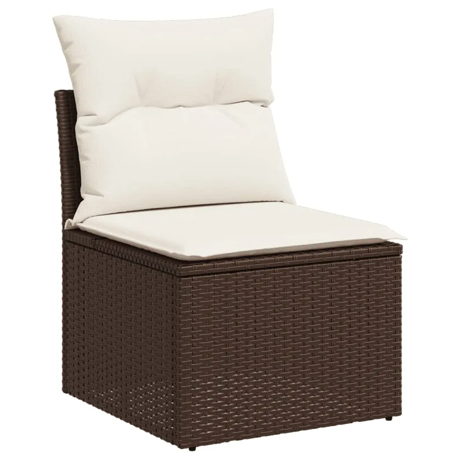 Salon de jardin 10 pcs avec coussins marron résine tressée - 5