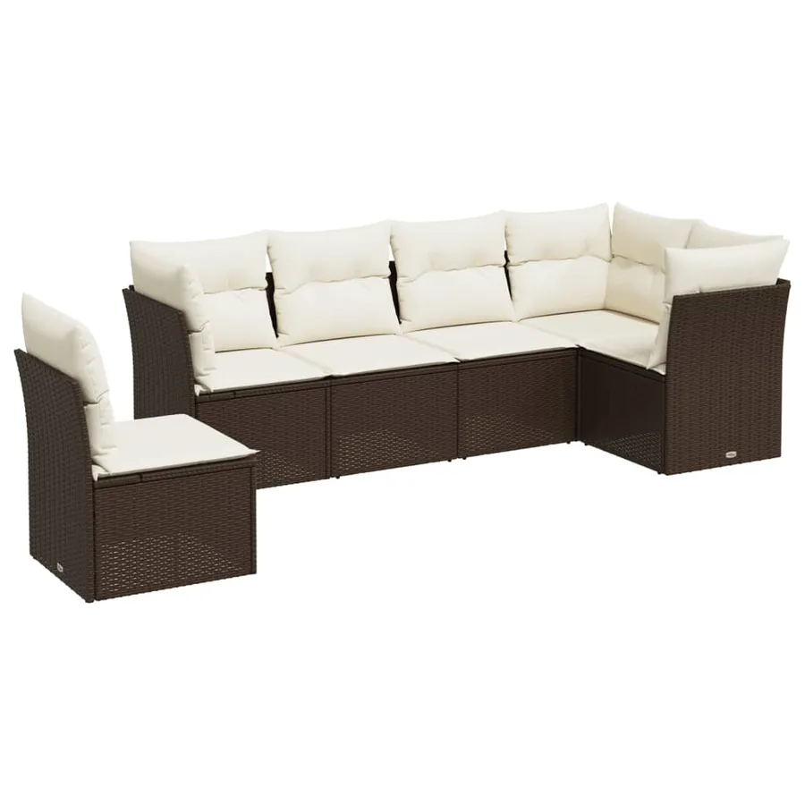 Salon de jardin avec coussins 7 pcs marron résine tressée - 2