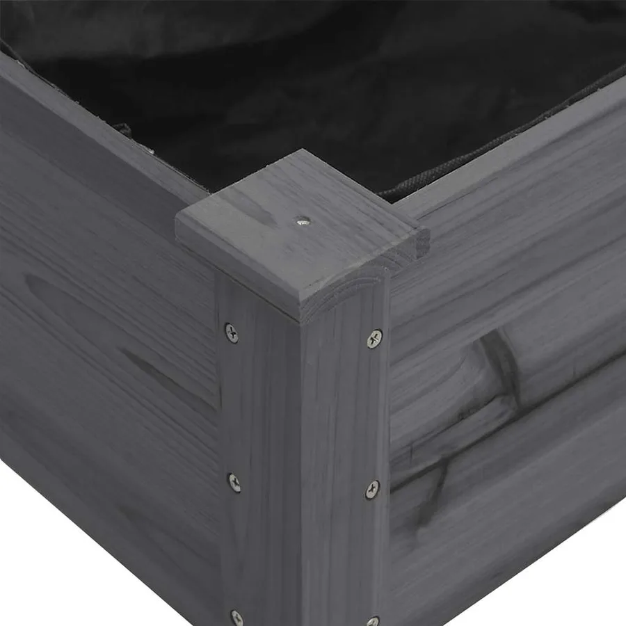 Jardinière sur roues avec doublure gris 71x37x80 cm bois sapin - 4