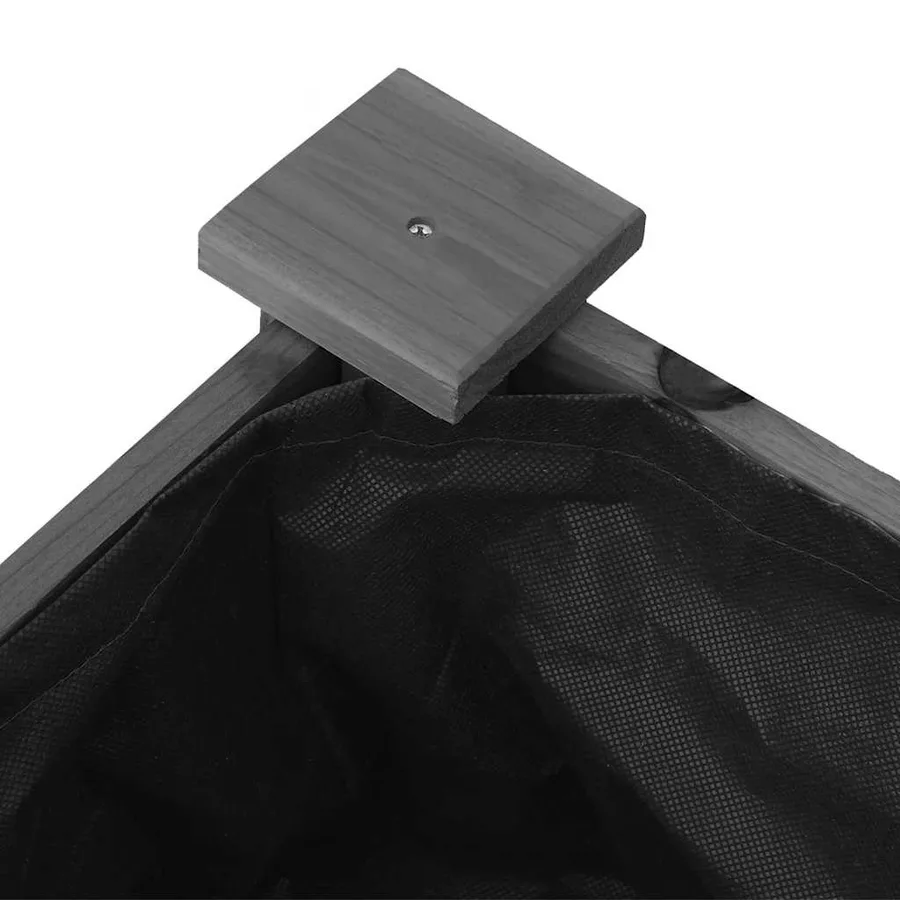 Jardinière sur roues avec doublure gris 71x37x80 cm bois sapin - 5
