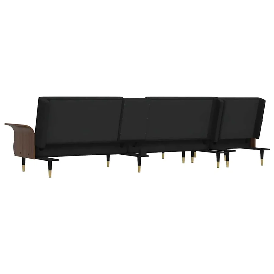 Canapé-lit en forme de L noir 279x140x70 cm velours - 6