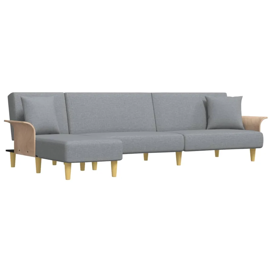 Canapé-lit en forme de L gris clair 279x140x70 cm tissu - 2