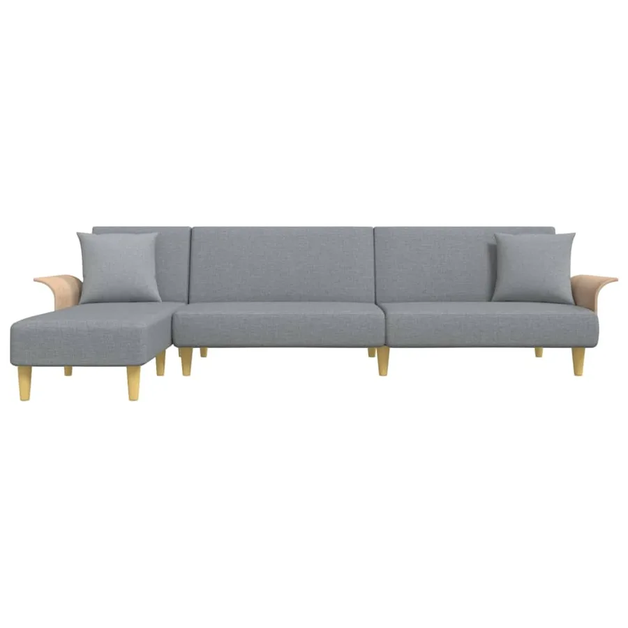 Canapé-lit en forme de L gris clair 279x140x70 cm tissu - 3