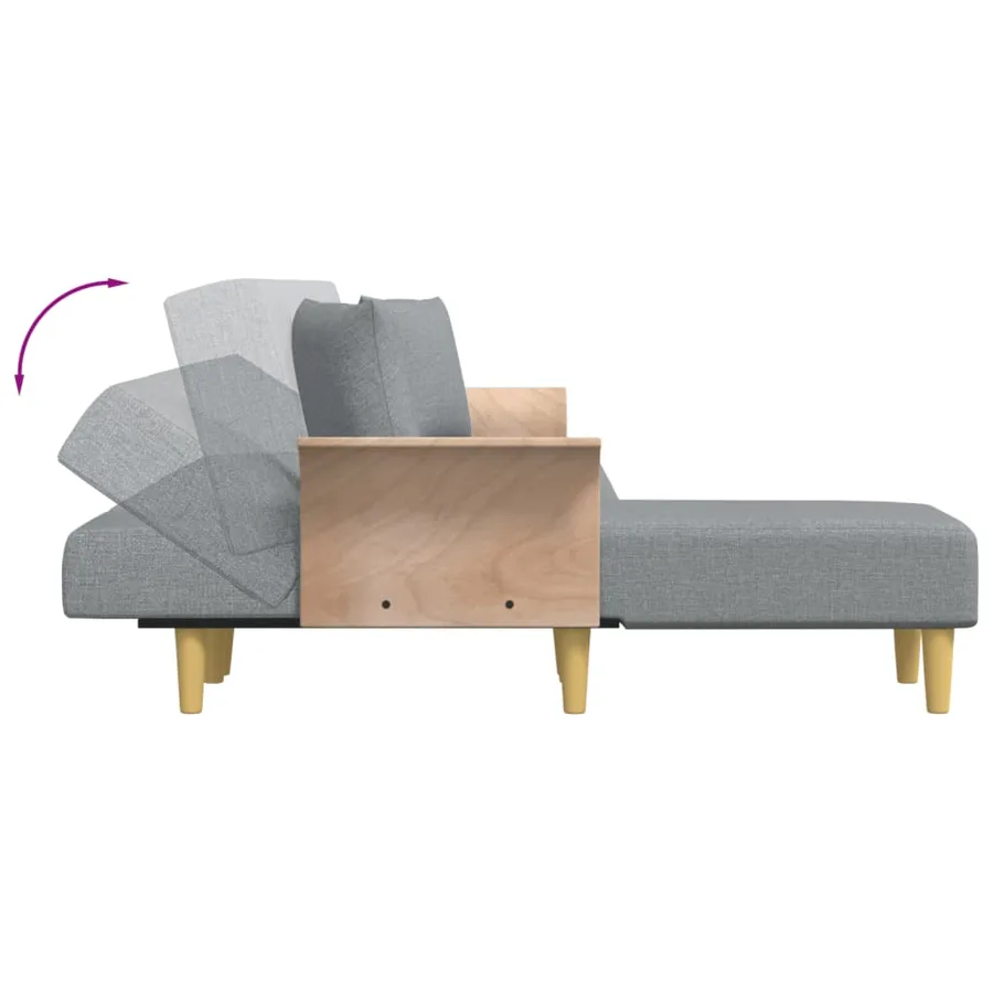 Canapé-lit en forme de L gris clair 279x140x70 cm tissu - 6