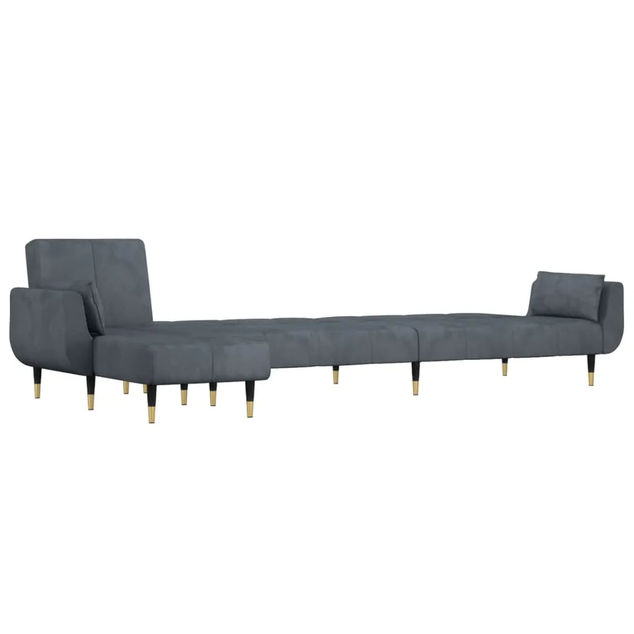 Canapé-lit en forme de L gris 275x140x70 cm velours - 4