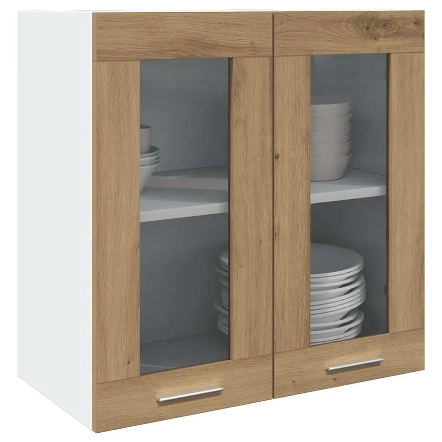 Armoire murale de cuisine "Lyon" avec porte vitrée Chêne artisanal 60 x 31 x 60 cm