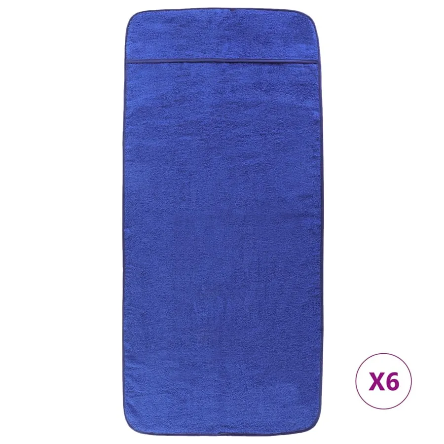 Serviettes de plage 6 pcs bleu royal 60x135 cm tissu 400 GSM - 3