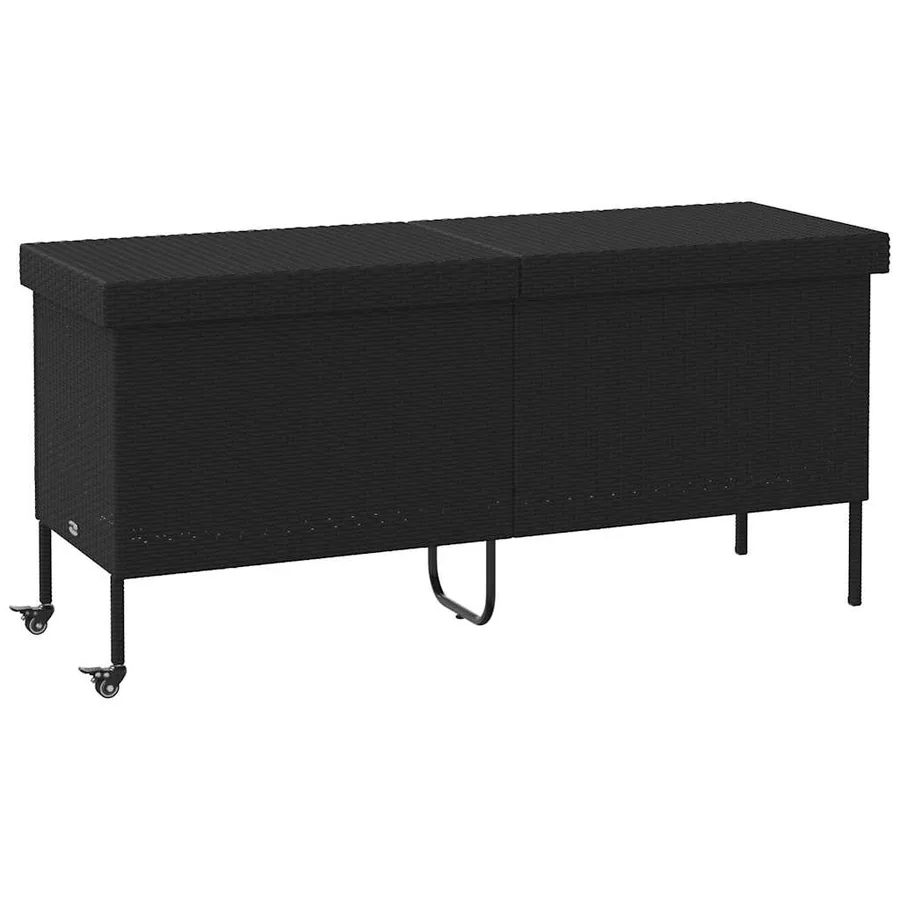 Boîte de rangement de jardin et roues noir résine tressée - 2