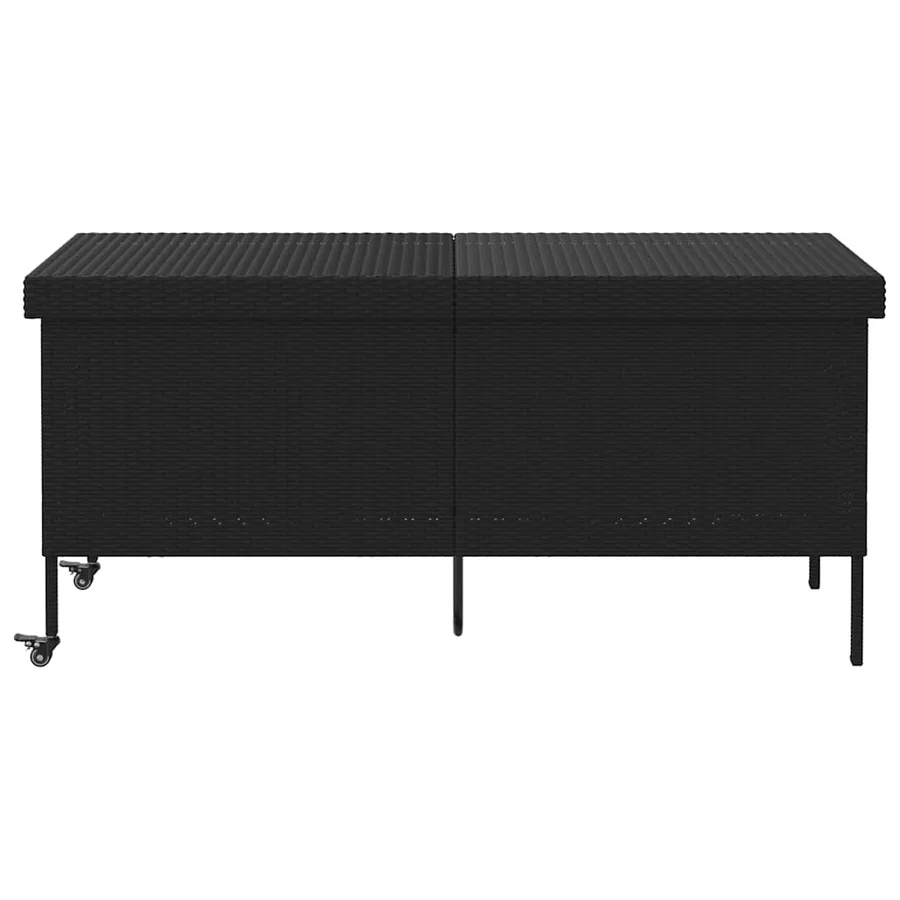 Boîte de rangement de jardin et roues noir résine tressée - 3