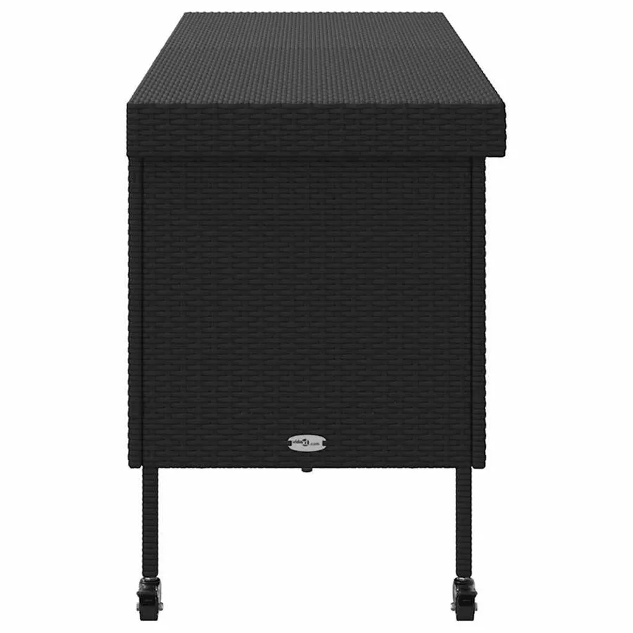 Boîte de rangement de jardin et roues noir résine tressée - 5