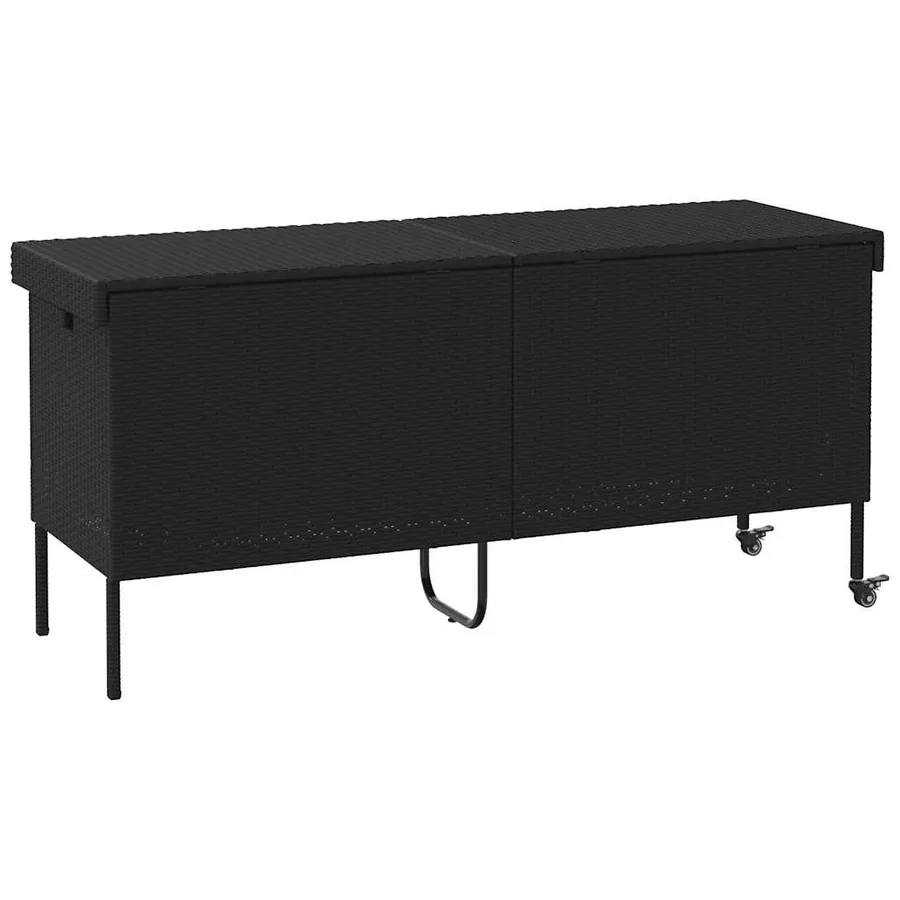 Boîte de rangement de jardin et roues noir résine tressée - 6