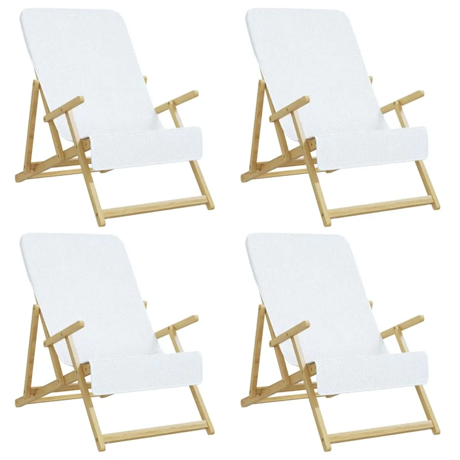 Serviettes de plage 4 pcs blanc 60x135 cm tissu 400 GSM - 2