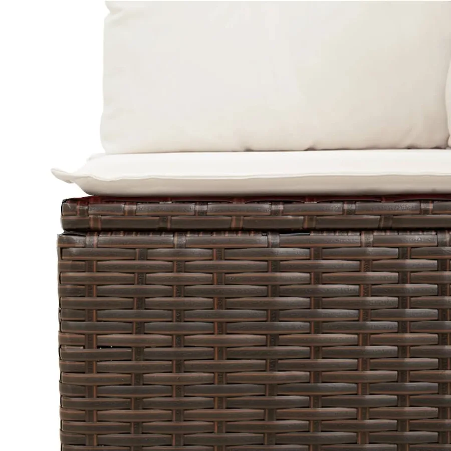 Salon de jardin avec coussins 5 pcs marron résine tressée - 3