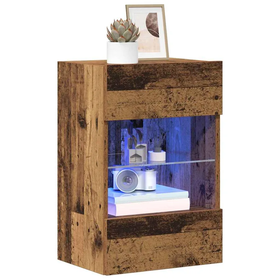 Meubles muraux avec lumières LED pour TV 2 pcs vieux bois 40x30x60,5cm - 4