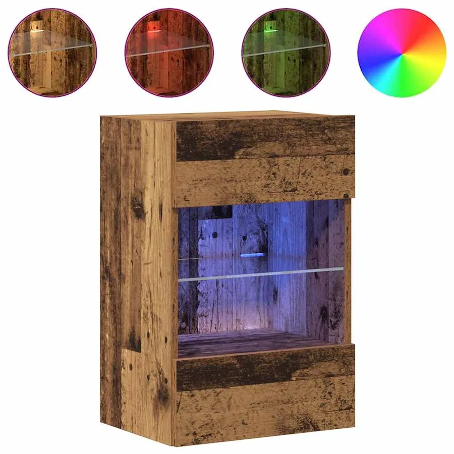 Meubles muraux avec lumières LED pour TV 2 pcs vieux bois 40x30x60,5cm - 5
