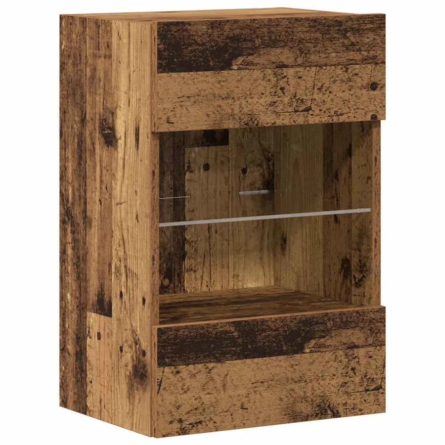 Meubles muraux avec lumières LED pour TV 2 pcs vieux bois 40x30x60,5cm - 6
